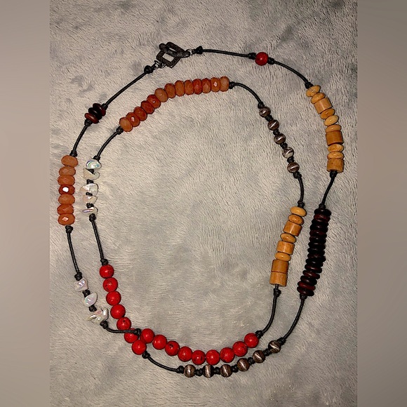 Silpada 35" Sterling Coral Pearl Jasper Beaded N1436 RARE vintage jewelry - Picture 1 of 3